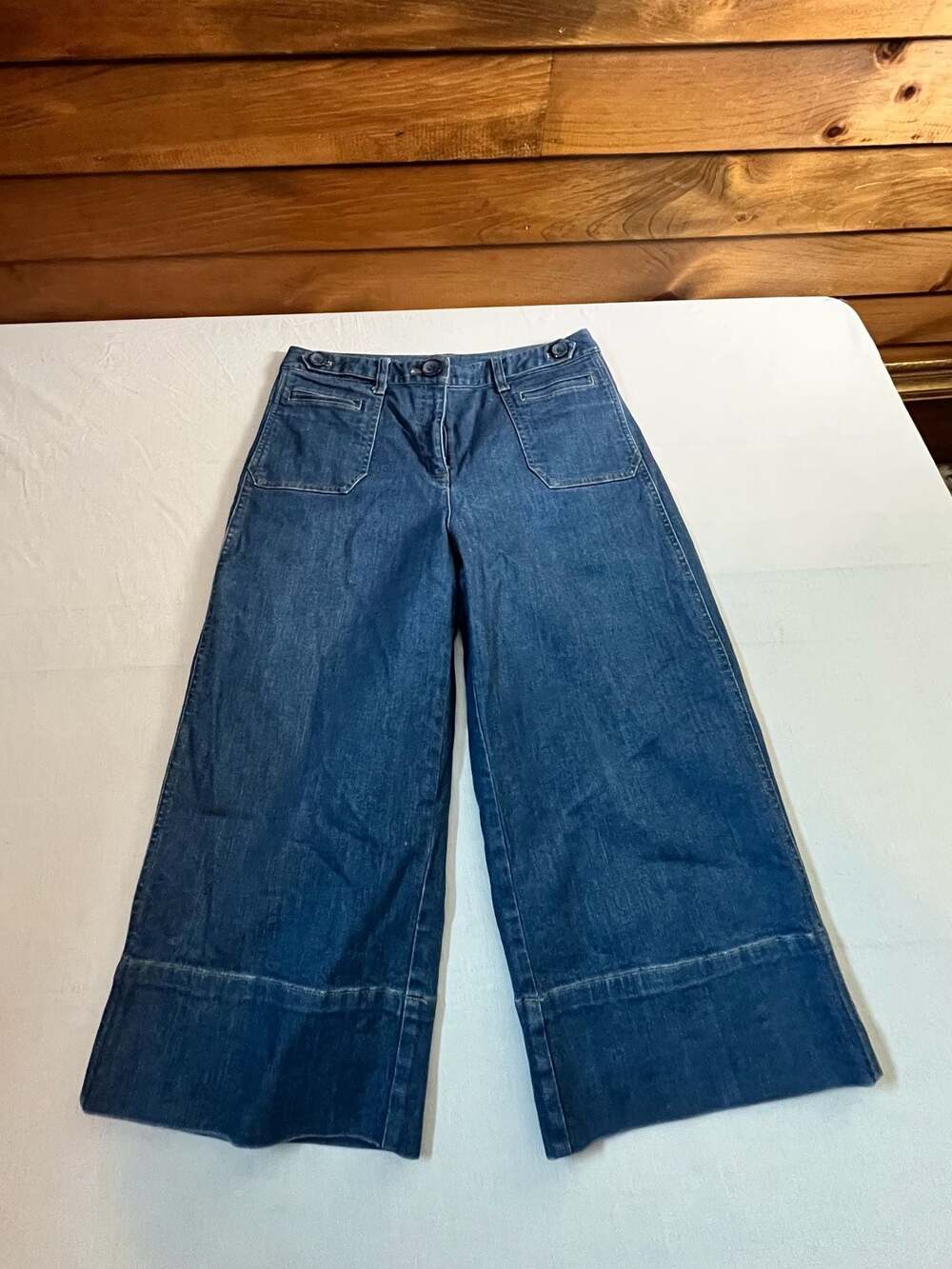 Talbots Denim Wide Leg Crop Jeans Stretch Size 6